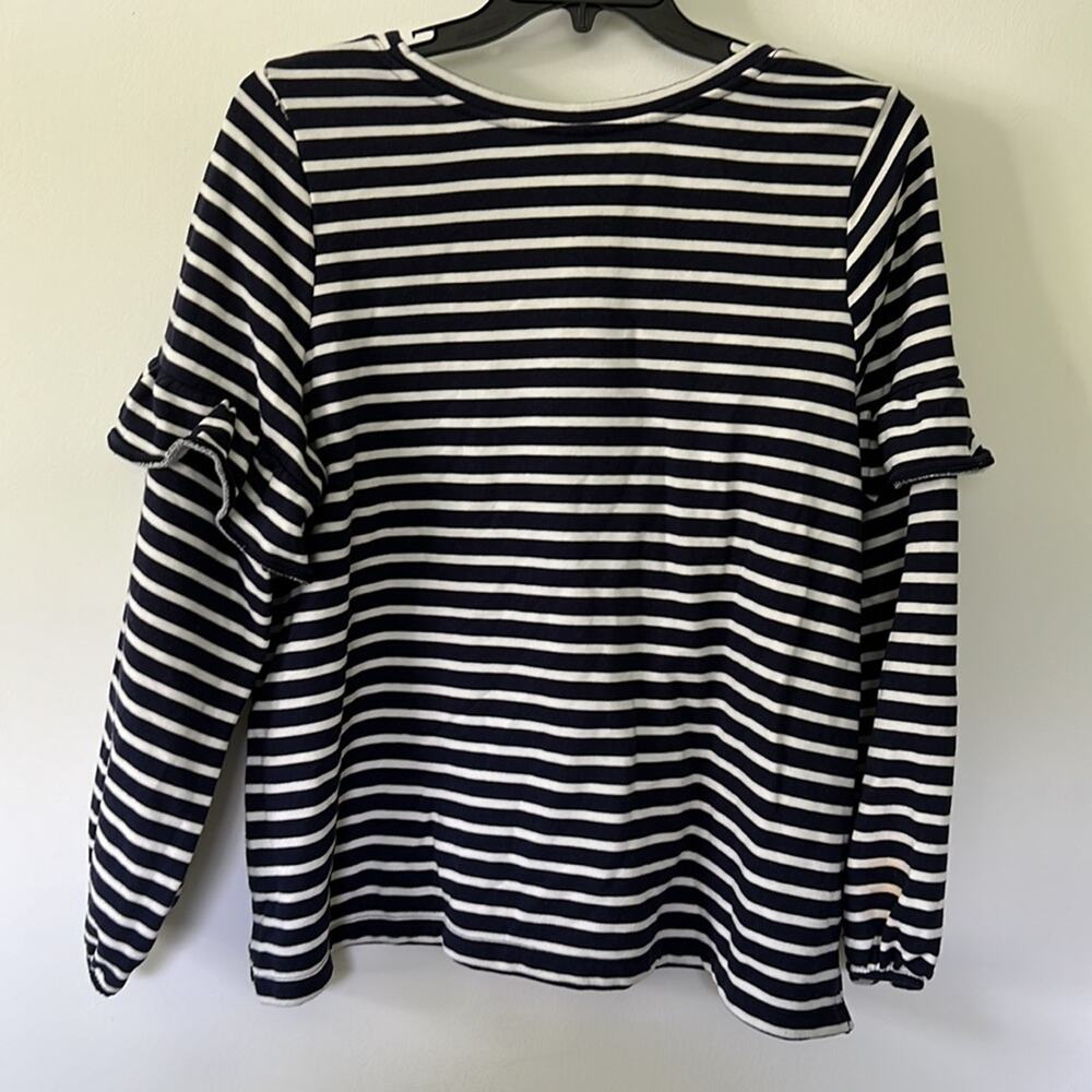Old Navy XXL Navy & White Striped Ruffled Long Sleeve Sweater - Picture 2 of 10